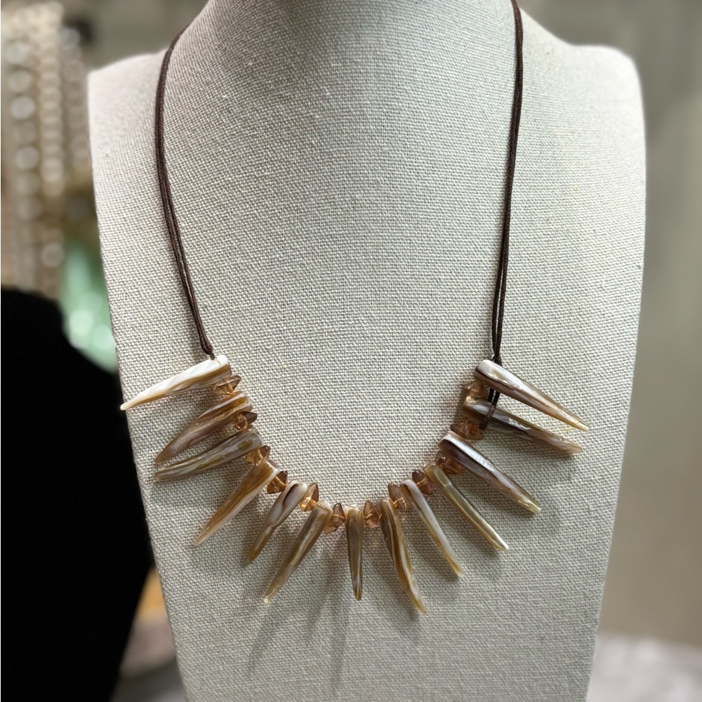 Shell Mother Of Pearl Necklace Beach Boho Tribal Jewelry Resort